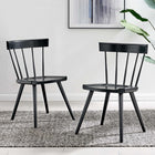 Modway - Sutter Fauteuil d’appoint de salle à manger Ensemble de 2 - Noir-Pattes en bois écartées