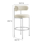 Modway - Albie Tissu Tabourets de bar Ensemble de 2 - Argent beige-Rembourrage en mousse dense