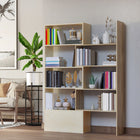 HOMCOM - Bibliothèque d’angle, séparateur de pièce gain de place pour bureau à domicile - chêne-Surface facile à nettoyer nécessitant peu d'entretien, essuyez simplement avec un chiffon humide 