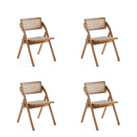 Manhattan Comfort - Lot de 4 chaises pliantes de salle à manger Lambinet 53 cm style industriel chic - Nature-Chaise de salle à manger pliante moderne style industriel chic en rotin parfaite pour la salle à manger lot de 4