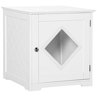 PawHut - Boîte de rangement pour litière de chat, table de bout - blanc-Peut être utilisé comme maison de litière pour chat, table de chevet ou table d’appoint 