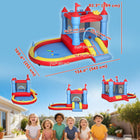 Qaba - Château gonflable pour enfants avec toboggan, piscine/bassin à balles, panier de basketball-Tissu Oxford 840D robuste et maille pour une utilisation durable et fiable  