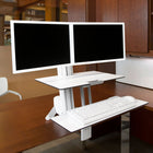 Ergotron - Poste de travail assis/debout deux écrans WorkFit-S, surface de travail, grand plateau, blanc brillant (33-349-211)-Comprend une colonne pour le réglage de la hauteur, une pince de bureau, une barre transversale, deux (2) pivots d’écrans ACL, une surface de travail et un plateau large pour clavier