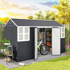 Outsunny - Abri de jardin extérieur 12 pi x 5,5 pi, avec porte verrouillable, pour jardin, gris foncé-Fabriqué en acier galvanisé résistant aux intempéries
