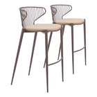 Zuo - Silues Tabouret de bar - Taupe/Brun - Ensemble de 2-Support pour les bras