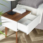 Modway - Render Table d’appoint, Blanc noyer-Tiroir à glissière à extension complète