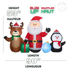 GEMMY - Scène de Noël gonflable avec Père Noël, rennes et pingouins - 135 cm x 229 cm-Pour usage intérieur et extérieur