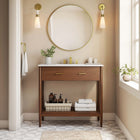Modway - Zaire 36" Armoire de toilette de salle de bain (lavabo non inclus) - Noyer-Tirs de poignée en métal
