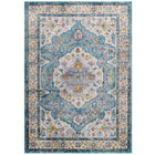 Modway - Success Médaillon vintage floral vieilli Anisah Tapis 4 pi l x 6 pi L - Bleu ivoire clair, jaune, orange-Tapis d’espace à médaillons vintage floraux vintage vieillis