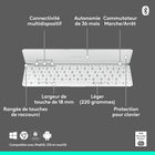 Logitech - Keys-To-Go 2, clavier Bluetooth portable pour tablette avec coque intégrée - Blanc-Rangée complète de touches de raccourci: ce clavier pour tablette offre un accès en une touche au réglage du volume et des commandes multimédia, des niveaux de luminosité de l'écran et bien plus encore, pour un confort accru à portée de main