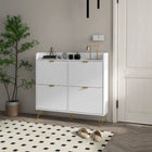 HOMCOM - Armoire à chaussures mince avec 4 tiroirs rabattables et étagères réglables - blanc-Quatre évents à l'arrière pour faire circuler l'air à l'intérieur 