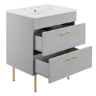 Modway - Daybreak 24" Vanette de salle de bain - Gris clair-Trous de robinet centraux 8"