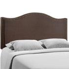 Modway - Curl Nailhead Tapis Tête de lit Queen, Brun foncé-Rembourrage en lin fin