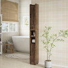 HOMCOM - Armoire de rangement de salle de bain étroite et haute 73 po - grain de bois brun-Tringle à papier toilette intégrée pour plus de commodité et un accès facile 