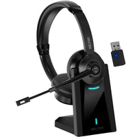 Delton - Casque/écouteurs Bluetooth 35X pour ordinateur avec dongle USB à appairage automatique et station de recharge rapide, noir-Prenez le contrôle de votre espace et éliminez les distractions grâce à un casque à réduction de bruit qui préserve la clarté de votre voix et renforce votre présence.