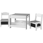 Qaba - Ensemble table et chaises pour enfants 3 pièces avec plateau de table réversible - gris-Comprend 2 chaises, 1 table, convient aux crèches et salles de jeux
