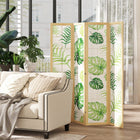 HOMCOM - Cloison de séparation autoportante à 4 panneaux pour chambre - naturel et vert-Quatre panneaux permettent un pliage fluide et unidirectionnel selon les besoins  
