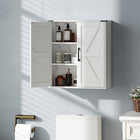 HOMCOM - Armoire murale de salle de bain style ferme avec portes de grange et étagères ajustables - blanc-Étagères intérieures réglables pour organiser facilement des objets de différentes tailles