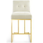 Modway - Privy Acier inoxydable doré Performance Velvet Tabouret de comptoir - Ivoire d’or-Aucune assemblée requise