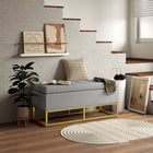HOMCOM - Banc ottoman de rangement rembourré à dessus rabattable - gris-Le rangement sous l'assise vous permet de ranger des objets sans place définie 