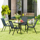 Outsunny - ensemble de salle à manger de patio 5 pièces - mobilier de jardin 4 places - gris foncé-Plateau de table en verre trempé, 0,2 po (5 mm), se nettoie facilement après les repas