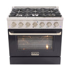 Kucht - 36 po Série KDF Cuisinière Pro Style au gaz propane - Acier inoxydable/Noir-Cuisinez et pâtissez comme un professionnel avec le four à convection extra-large de 5,2 pi³, configuration à 5 grilles et grande fenêtre de four