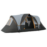 Outsunny - Tente de camping extérieure 5-6 personnes avec crochet pour éclairage, sac de transport, gris et noir-Sa housse supérieure résiste à l’eau et aux UV  