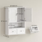 kleankin - Armoire murale de salle de bain avec étagère et tiroirs - blanc-Fabriqué en MDF pour une construction robuste