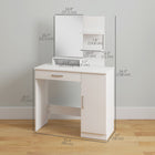 HOMCOM - Coiffeuse avec miroir et étagères - 35,4 po L x 15 po l x 54,3 po H - blanc-La surface en bois manufacturé est recouverte de mélamine, lisse et facile à nettoyer 