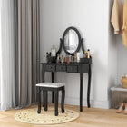 HOMCOM - Coiffeuse avec tabouret - 31,5 po L x 15,7 po l x 55,1 po H - noir-Le style moderne ajoute du charme et de l’élégance à la chambre 