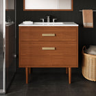 Modway - Cassia 36" Vanette de salle de bain - Blanc naturel-Tiroir du bas spacieux