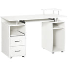 HOMCOM - Bureau d'ordinateur avec plateau pour clavier - 47,2 po L x 21,7 po l x 33,5 po H - blanc-Finition attrayante avec un design épuré, idéale pour votre bureau à domicile ou votre chambre d’étudiant