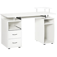 HOMCOM - Bureau d'ordinateur avec plateau pour clavier - 47,2 po L x 21,7 po l x 33,5 po H - blanc-Finition attrayante avec un design épuré, idéale pour votre bureau à domicile ou votre chambre d’étudiant