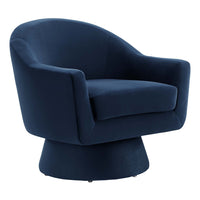 Modway - Astral Performance Velvet Tissu et bois Chaise pivotante - Bleu Minuit-Chaise pivotante d’accent