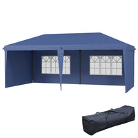 Outsunny - Tente auvent d'extérieur pliante 10 pi l x 20 pi L avec sac de transport - Bleu-Ce chapiteau pliant offre une ombre rapide avec une couverture spacieuse de 10 po x 20 po