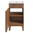 Modway - Render 18" Armoire à coiffeuse de salle de bain - Blanc noyer-Assemblée requise