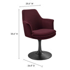 Modway - Lippa Salle à manger pivotante Performance Velvet Fauteuil - Mûrier noir-Fauteuil de salle à manger avec base de piédestal