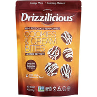 Drizzilicious - Mini galettes de riz Drizzilicious - Biscuits et crème - 113 g-Croustillants de riz réinventés - Une version plus légère des biscuits au chocolat, sucrée, délicieusement croquante et totalement satisfaisante, sans compromettre votre alimentation.