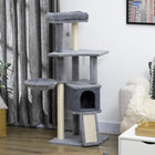 PawHut - arbre à chat 50 po, tour multi-niveaux pour chatons d’intérieur - gris-Fabriqué en panneau de particules pour une structure stable 