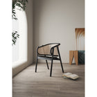 Manhattan Comfort - Versailles fauteuil style industriel chic 23,62" - noir et cannage naturel - lot de 2-Canne fine naturelle fabriquée à partir de rotin de bois authentique