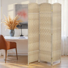 HOMCOM - Séparateur de pièce autoportant à 3 panneaux tissé à la main pour bureau à domicile ou chambre - chêne clair-Matériaux : polypropylène, bois de pin  
