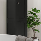 Kleankin - Armoire de rangement de salle de bain haute avec étagères réglables - noir-Couleur : Noir 