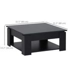 HOMCOM - Table basse moderne à 2 niveaux avec étagère - noir-Parfait comme table basse, espace de rangement supplémentaire ou petit meuble TV (jusqu’à 132 lb)