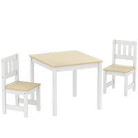 Qaba - Ensemble table et chaises pour enfants, table pour tout-petits et ensemble de 2 chaises pour activités, art, bricolage, lecture pour 3-8 ans - naturel-Conçu de façon ergonomique pour les enfants de 3 à 8 ans, favorisant une posture saine et l’autonomie
