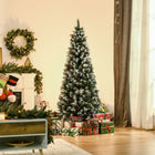 HOMCOM - Sapin de Noël floqué avec baies rouges - pommes de pin - vert-L'arbre est recouvert de neige artificielle pour une ambiance hivernale 