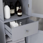 Kleankin - Armoire de rangement de salle de bain mince avec étagères réglables et tiroir - gris-La poignée en alliage de zinc est à la fois belle et stable 