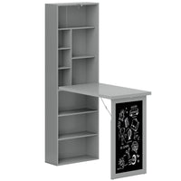 HOMCOM - Bureau d'ordinateur convertible pliant - 38,6 po L x 20,1 po l x 60,2 po H - gris anthracite-Conception pliable facile, peut être rangée discrètement et sert à la fois de bureau d’ordinateur ou de table à manger