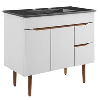 Modway - Harvest 36" Vanette de salle de bain - Gris Noir-Vanité moderne du milieu du siècle