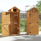 Outsunny - Abri de jardin - 76 cm x 53 cm x 180 cm - Marron-3 étagères amovibles pour ranger les petits objets et un espace plus grand pour les outils plus volumineux  
