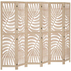HOMCOM - Paravent autoportant à 6 panneaux motif feuille de palmier pour bureau à domicile ou chambre - finition bois naturel-Le haut et le bas amovibles forment deux séparateurs indépendants  

